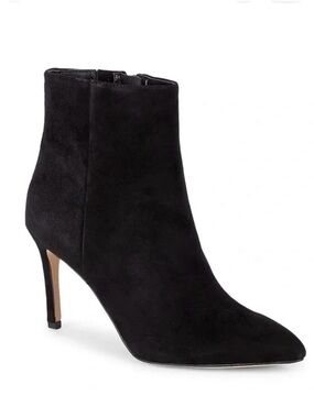 SAM EDELMAN Olette Black Suede Leather Heeled Boots Ankle Booties